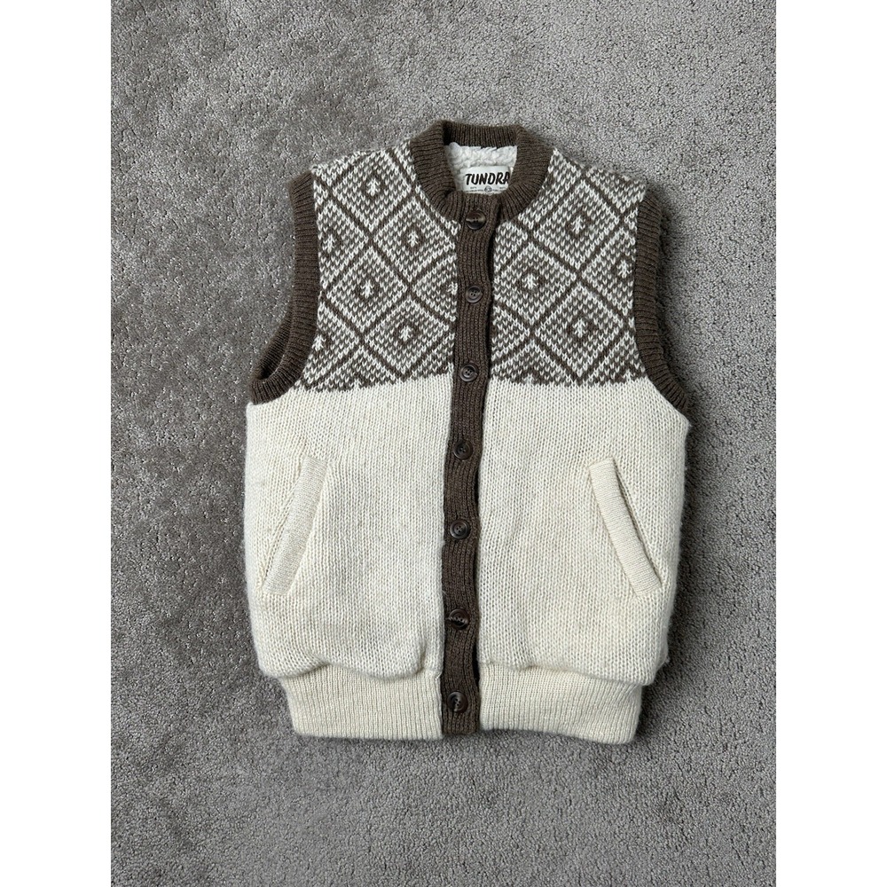 Vintage Mens Vest 90s Tundra 100% Pure Scandinavian Virgin Wool Sweater, Size S